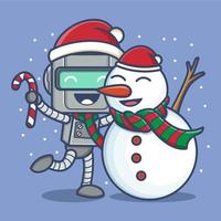 linda dibujos animados robot en Navidad vector