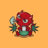 cute cartoon devil with cannabis vector