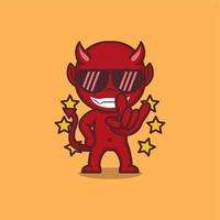 rocker style cute cartoon devil vector