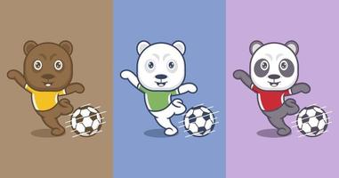 cute cartoon polar bear and panda vector