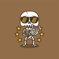 cute rocker style cartoon skull vector