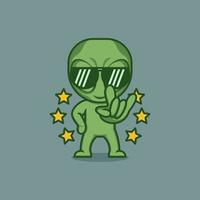 cute cartoon alien rocker style vector