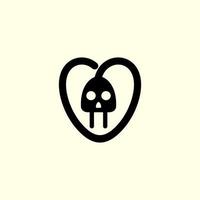 skull love plug simple logo vector