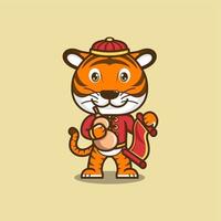 cute cartoon tiger in chinese new year vector