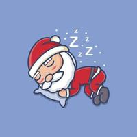 linda dibujos animados Papa Noel claus dormido vector
