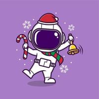 linda dibujos animados astronauta en Navidad vector