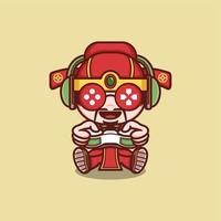 cute cartoon caishen god with sport vector