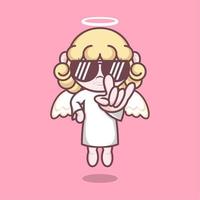 cute cartoon angel in rocker style vector