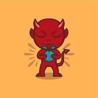 cute cartoon devil with earth vector