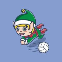 cute cartoon christmas elf vector