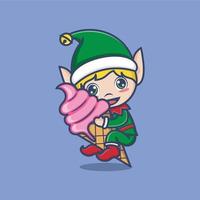 cute cartoon christmas elf vector