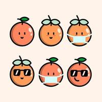 cute cartoon oranges vector