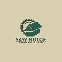 house and chainsaw simple logo vector