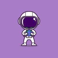 cute cartoon astronaut with earth vector