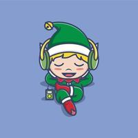 cute cartoon christmas elf vector