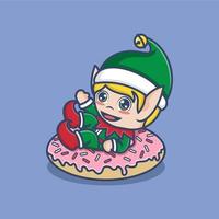 cute cartoon christmas elf vector