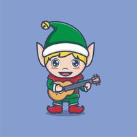 cute cartoon christmas elf vector