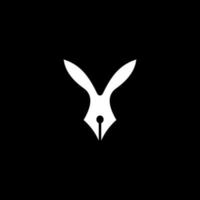 simple logo of rabbit and pen vector