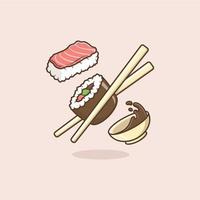 cute cartoon sushi vector