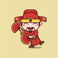 funny cartoon caishen god in lunar vector