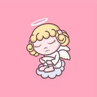 cute cartoon angel sad vector