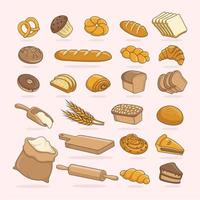 bread and cake cartoon collection vector