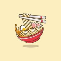 cute cartoon ramen noodles vector