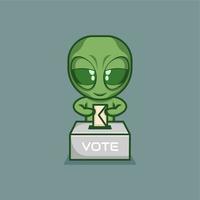 funny cartoon alien collecting votes vector