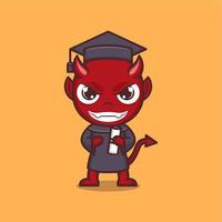 cute cartoon devil graduate from college vector