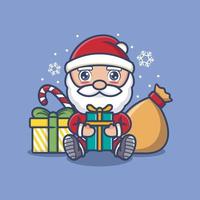 linda dibujos animados Papa Noel claus en Navidad vector