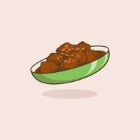 rendang cute cartoon vector