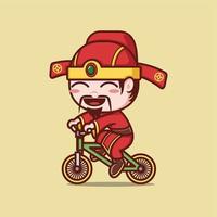 funny cartoon caishen god with sport vector