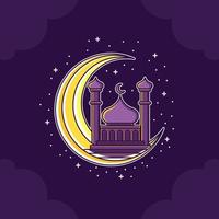 cute cartoon mosque vector