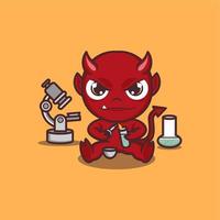 scientist cute cartoon devil vector