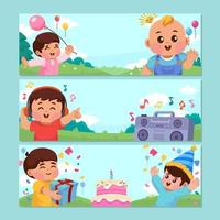 Banner Set of Happy Babies Play Together vector