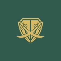 sword and shield simple logo vector