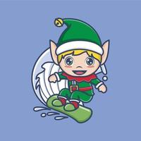 cute cartoon christmas elf vector