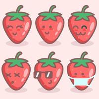 cute cartoon strawberry vector