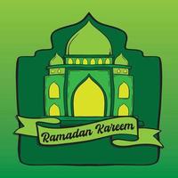 Vector islamic greetings ramadan kareem yellow green background card design