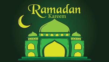 Vector islamic greetings ramadan kareem yellow green background card design