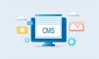 Management system, CMS, website software, security, website builder concept vector