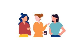 Girl friends meet and talk gossip and laugh illustration vector