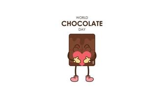 Cute cartoon of chocolate blocks say happy world chocolate day vector