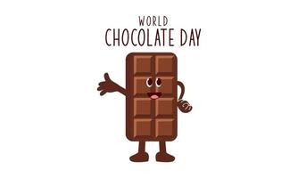 linda dibujos animados de chocolate bloques decir contento mundo chocolate día vector
