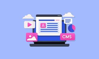 Management system, CMS, website software, security, website builder concept vector