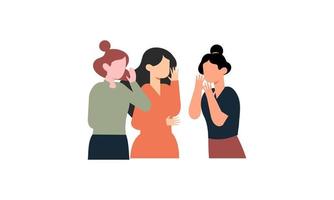 Girl friends meet and talk gossip and laugh illustration vector