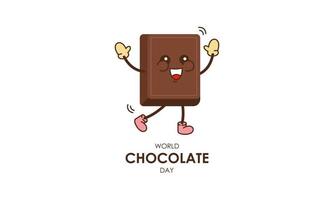 linda dibujos animados de chocolate bloques decir contento mundo chocolate día vector