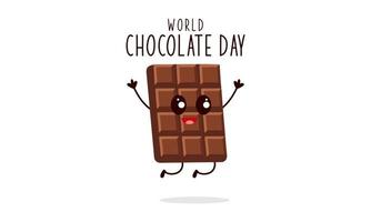 Cute cartoon of chocolate blocks say happy world chocolate day vector