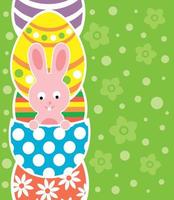 Easter background card with rabbit and eggs vector