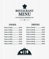 Restaurant menu food and drinks retro style design on a white background vector
